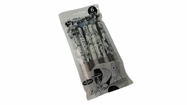 Set of 6 Pens "Manga Heroes Edition" - Male Style Black & White