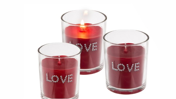 Κεράκι σε ποτήρι "LOVE"