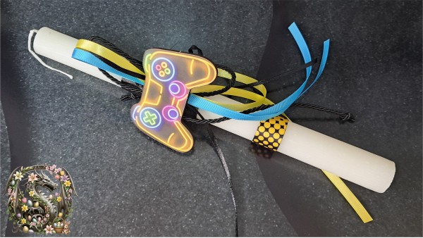 Χειροποίητη Αρωματική Λαμπάδα με Ακρυλικό Μαγνητάκι Gaming