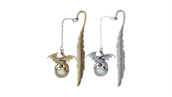 Μεταλλικός Σελιδοδείκτης κρεμαστό φύλλο με δράκο (φωσφορίζων)