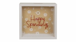 Ξύλινος Διακοσμητικός Κουμπαράς "Happy Spendings" Ξύλινος Διακοσμητικός Κουμπαράς "Happy Spendings"