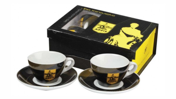 Σετ 2 Φλιτζάνια Cappuccino ARIS FC με Πιατάκια - Official Collection